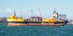 ID 3224 MARSDEN BAY (ex-JUTA 1) - an 1800 tonne capacity cement carrying barge operated by Golden Bay Cement of New Zealand, is towed by the dedicated tug KORAKI (1985/125grt) between the company's plants at...